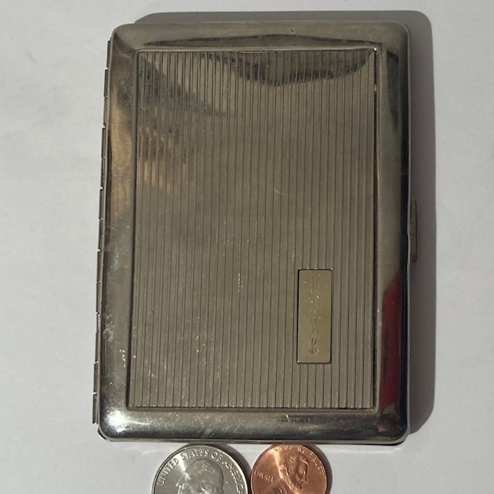 Vintage Metal Cigarette Case, Holder, Colibri, Stripped Design, HDWK, Fashion